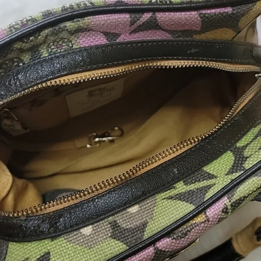 SPARTINA 449 Linen Purple Green Floral Printed Boho Preppy Satchel Crossbody Bag